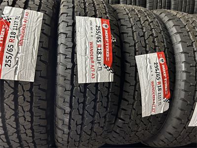 New MRF P255/65R18 111T A/T A3 tires set of 4 $396.00 add $100.00 for installation 